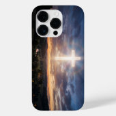 Glowing Christian Cross Sunset Sky iPhone Case Case-Mate iPhoneケース (裏面)