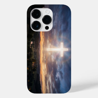 Glowing Christian Cross Sunset Sky iPhone Case Case-Mate iPhone 14 Proケース