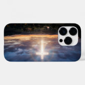 Glowing Christian Cross Sunset Sky iPhone Case Case-Mate iPhoneケース (裏面 (横))