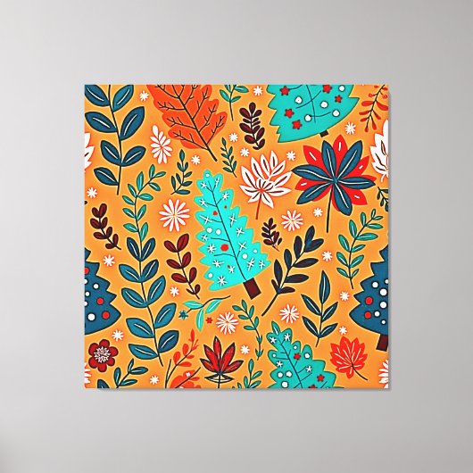 Glowing Christmas Pattern Design キャンバスプリント (正面)