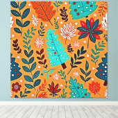 Glowing Christmas Pattern Design キャンバスプリント (インサイチュ (ウッドフロア))