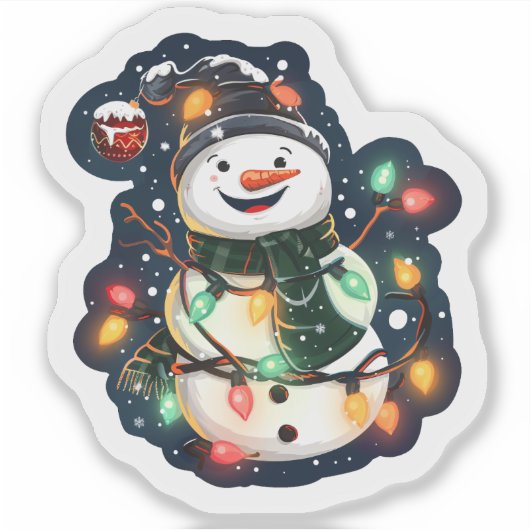 Glowing Christmas Snowman シール (正面)