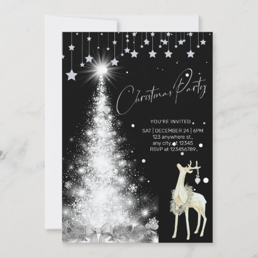 Glowing Christmas Tree Holiday Party 招待状 (正面)