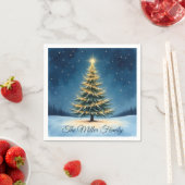 Glowing Christmas Tree Paper Napkin – Customizable スタンダードカクテルナプキン (インサイチュ)
