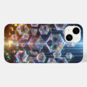 Glowing Cyber Geometric Cubes Phone Case Futuristi Case-Mate iPhoneケース (裏面 (横))
