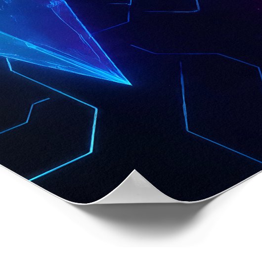 Glowing Cyberpunk Geometric Circuit Pattern ポスター (角)