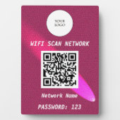 Glowing Deep Pink Leather Free Wifi Scan & QR Code フォトプラーク (正面)