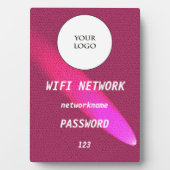 Glowing Deep Pink Leather Share Wifi Network  フォトプラーク (正面)