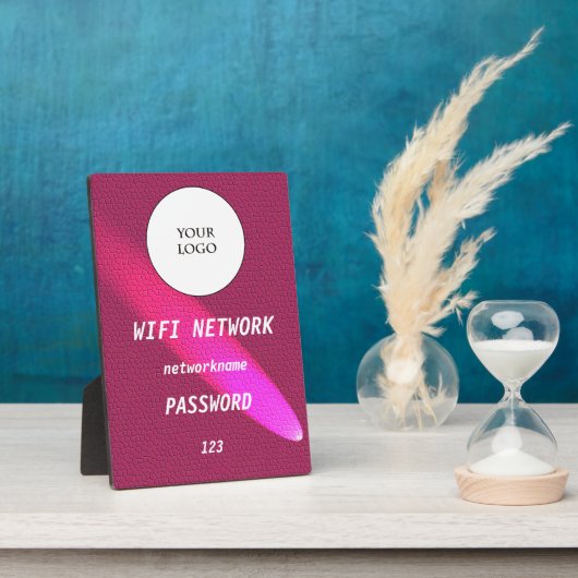 Glowing Deep Pink Leather Share Wifi Network  フォトプラーク (側面)