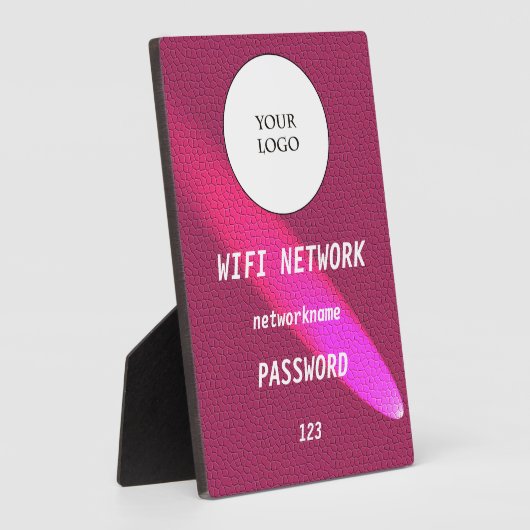 Glowing Deep Pink Leather Share Wifi Network  フォトプラーク (側面)