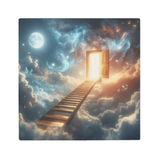 Glowing Doorway Above Midnight Clouds メタルプリント