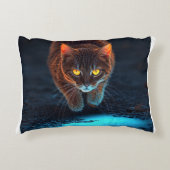 Glowing Eyes Cat Aesthetic Wildlife Ilustration アクセントクッション (正面)