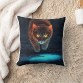 Glowing Eyes Cat Aesthetic Wildlife Ilustration クッション (ブランケット)