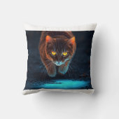 Glowing Eyes Cat Aesthetic Wildlife Ilustration クッション (裏面)