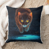 Glowing Eyes Cat Aesthetic Wildlife Ilustration クッション (ブランケット)
