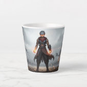 Glowing Fists | Dark Anime Warrior Mug カフェラテマグ (正面)