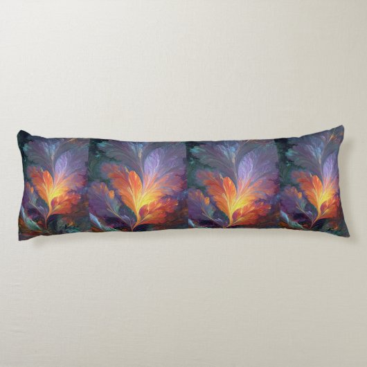 Glowing Fractal Feather Body Pillow – Abstract Art ボディピロー (裏面)