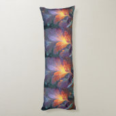 Glowing Fractal Feather Body Pillow – Abstract Art ボディピロー (裏面 (縦))