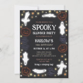 Glowing Ghosts Pumpkins Bats Spooky Slumber Party 招待状 (正面)