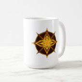 Glowing Golden Compass Rose on Dark Circle コーヒーマグカップ (正面右)
