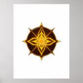 Glowing Golden Compass Rose on Dark Circle ポスター (正面)