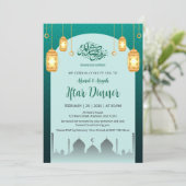 Glowing Golden Lanterns Teal Arch Iftar Invitation 招待状 (スタンド正面)