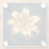 Glowing golden lily flower ガラスコースター (裏面)