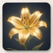 Glowing golden lily flower コースター (正面)