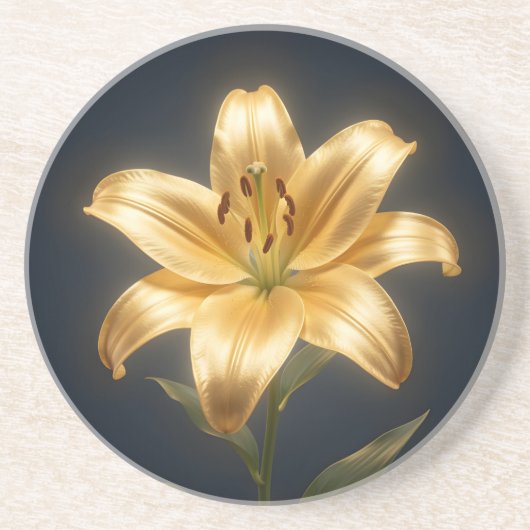 Glowing golden lily flower コースター (正面)
