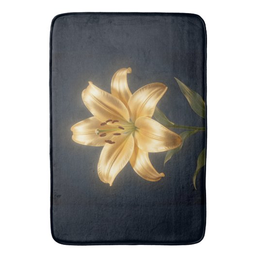 Glowing golden lily flower バスマット (正面縦)