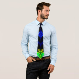 Glowing Green and Blue Fractal Design Neck Tie ネクタイ