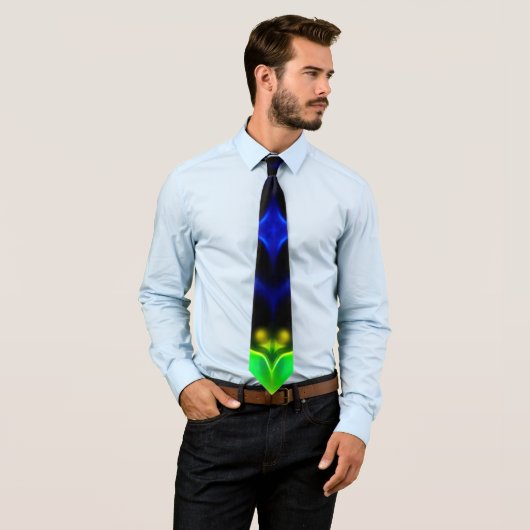 Glowing Green and Blue Fractal Design Neck Tie ネクタイ (インサイチュ)