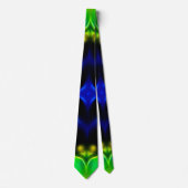Glowing Green and Blue Fractal Design Neck Tie ネクタイ (正面)