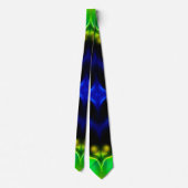 Glowing Green and Blue Fractal Design Neck Tie ネクタイ (裏面)