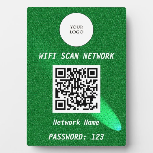 Glowing Green Leather Free Wifi Scan & QR Code フォトプラーク (正面)