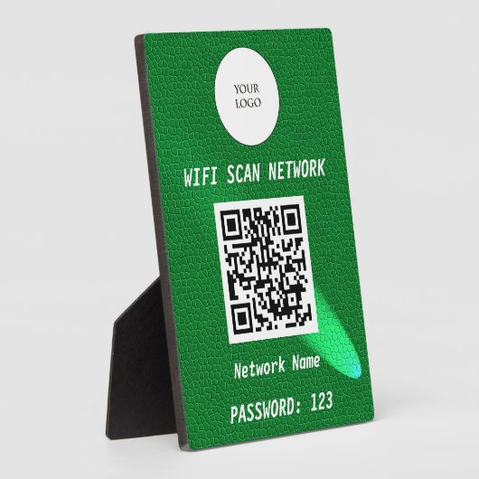 Glowing Green Leather Free Wifi Scan & QR Code フォトプラーク (側面)