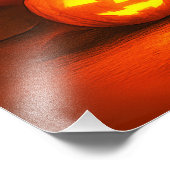 Glowing Halloween Pumpkin with Cute Black Cat フォトプリント (角)