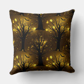 Glowing Haunted Forest Bokeh - Night Trees クッション (裏面)