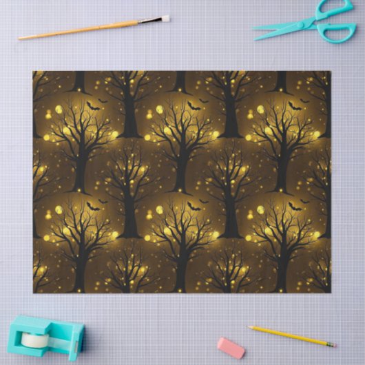 Glowing Haunted Forest Bokeh - Night Trees 薄葉紙 (クラフト)