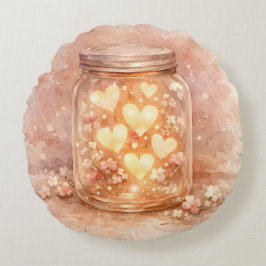 Glowing Heart Jar Round Pillow ラウンドクッション
