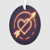 glowing image of a heart with cupid's arrow オーナメント (正面)