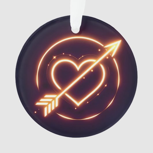glowing image of a heart with cupid's arrow オーナメント (正面)