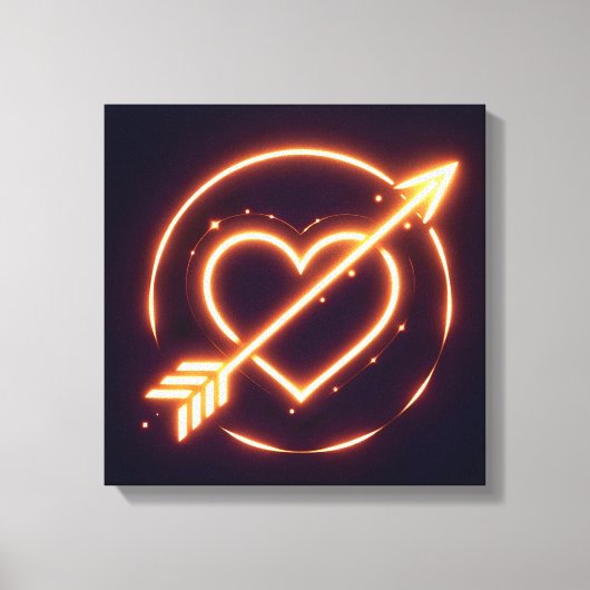 glowing image of a heart with cupid's arrow キャンバスプリント (正面)