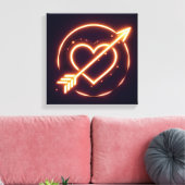 glowing image of a heart with cupid's arrow キャンバスプリント (インサイチュ (リビング))