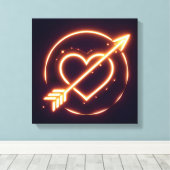 glowing image of a heart with cupid's arrow キャンバスプリント (インサイチュ (ウッドフロア))