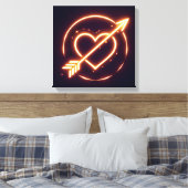 glowing image of a heart with cupid's arrow キャンバスプリント (インサイチュ (寝室))