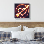 glowing image of a heart with cupid's arrow キャンバスプリント (インサイチュ (寝室))