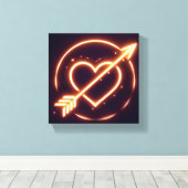 glowing image of a heart with cupid's arrow キャンバスプリント (インサイチュ (ウッドフロア))