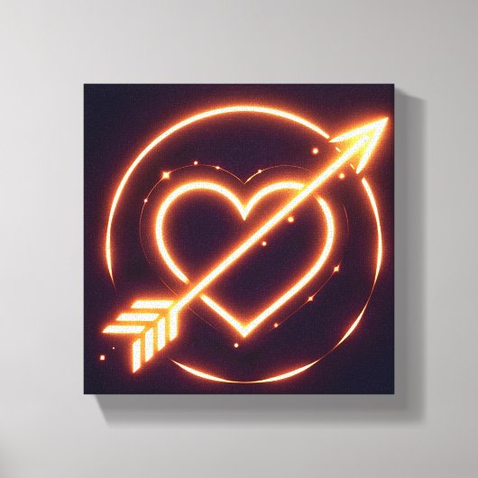 glowing image of a heart with cupid's arrow キャンバスプリント (正面)