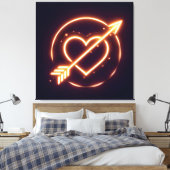 glowing image of a heart with cupid's arrow キャンバスプリント (インサイチュ (寝室))